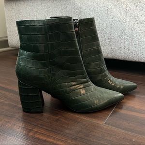 Marc Fisher Retire Crocodile Boots - Green, 9